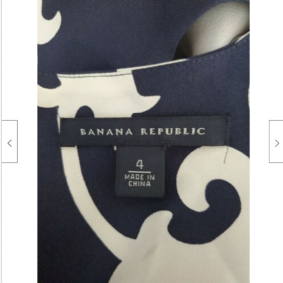 Banana Republic Dress 4 Silk Blue White Midi Lined - Picture 6 of 7